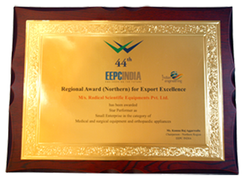 44th EEPC India Award certificate, 2014